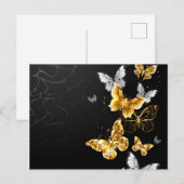 Cartes Pour Fêtes Annuelles Papillons blancs et dorés (Devant / Derrière)