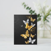 Cartes Pour Fêtes Annuelles Papillons blancs et dorés (Debout devant)