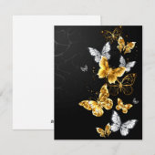 Cartes Pour Fêtes Annuelles Papillons blancs et dorés (Devant / Derrière)