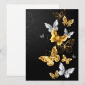 Cartes Pour Fêtes Annuelles Papillons blancs et dorés (Devant / Derrière)