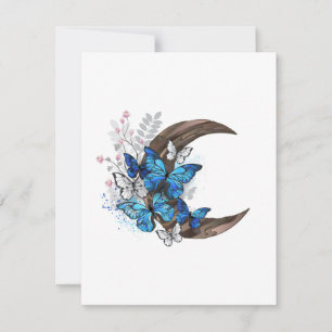 Cartes Pour Fêtes Annuelles Papillons bleus sur croissant en bois