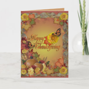 Cartes Pour Fêtes Annuelles Papillons bons thanksgivings et fleurs
