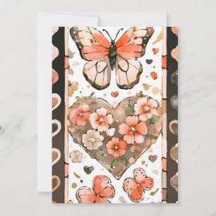 Cartes Pour Fêtes Annuelles Papillons, Coeurs et Fleurs