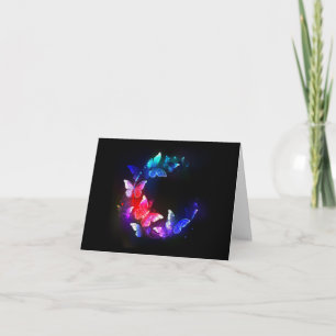 Cartes Pour Fêtes Annuelles Papillons de nuit néon lumineux sur fond noir