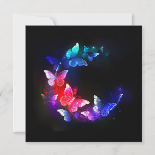 Cartes Pour Fêtes Annuelles Papillons de nuit néon lumineux sur fond noir