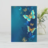 Cartes Pour Fêtes Annuelles Papillons d'or sur un Arrière - plan bleu (Debout devant)