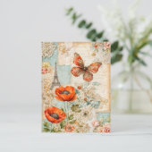 Cartes Pour Fêtes Annuelles Papillons et papillons avec la Tour Eiffel (Debout devant)