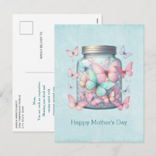Cartes Pour Fêtes Annuelles Papillons Fantaisistes dans un Pot de Fête des Mèr