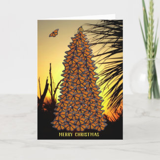 Cartes Pour Fêtes Annuelles Papillons Monarque du coucher de soleil Arbre de N