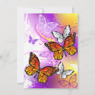 Cartes Pour Fêtes Annuelles Papillons Monarque sur Arrière - plan pourpre
