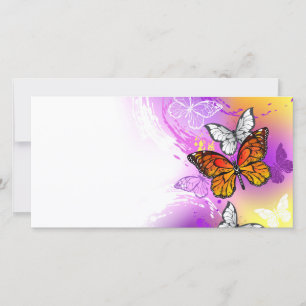 Cartes Pour Fêtes Annuelles Papillons Monarque sur Arrière - plan pourpre