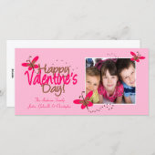 Cartes Pour Fêtes Annuelles Papillons ROSE Saint-Valentin (Devant / Derrière)