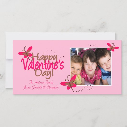 Cartes Pour Fêtes Annuelles Papillons ROSE Saint-Valentin (Devant)