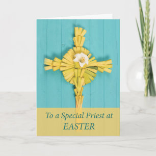 Cartes Pour Fêtes Annuelles Pâques à la croix de paume de prêtre avec le lis