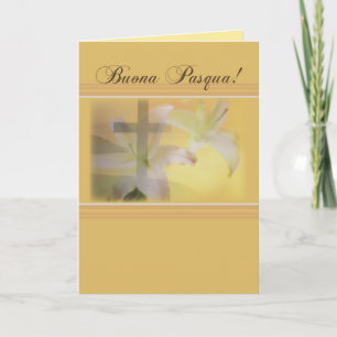 Cartes Pour Fêtes Annuelles Pâques chrétienne italienne, Buona jaune Pasqua