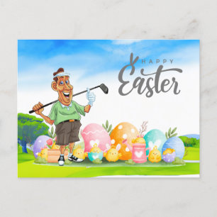 Cartes Pour Fêtes Annuelles Pâques de golf avec balle de golf et œuf pour golf