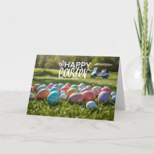 Cartes Pour Fêtes Annuelles Pâques de golf avec club et ballons de golf oeufs