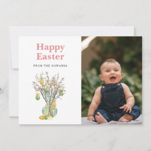 Cartes Pour Fêtes Annuelles Pâques Floral Élégant Moderne Photo Joyeuses Pâq