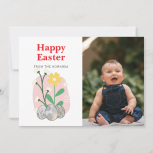 Cartes Pour Fêtes Annuelles Pâques Floral Élégant Moderne Photo Joyeuses Pâq
