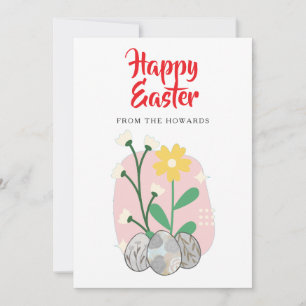 Cartes Pour Fêtes Annuelles Pâques Floral Élégant Moderne Photo Joyeuses Pâq