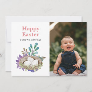 Cartes Pour Fêtes Annuelles Pâques Floral Élégant Moderne Photo Joyeuses Pâq