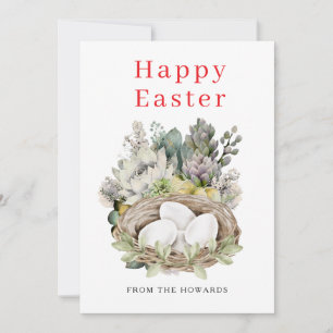 Cartes Pour Fêtes Annuelles Pâques Floral Élégant Moderne Photo Joyeuses Pâq