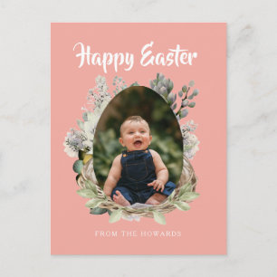 Cartes Pour Fêtes Annuelles Pâques Floral Élégant Moderne   Photo Joyeuses Pâq