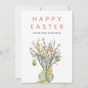 Cartes Pour Fêtes Annuelles Pâques Floral Élégant Moderne Photo Joyeuses Pâq