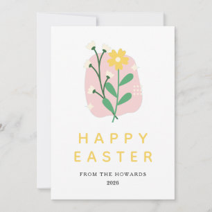 Cartes Pour Fêtes Annuelles Pâques Floral Élégant Moderne Photo Joyeuses Pâq