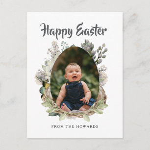 Cartes Pour Fêtes Annuelles Pâques Floral Élégant Moderne   Photo Joyeuses Pâq