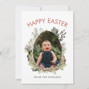 Cartes Pour Fêtes Annuelles Pâques Floral Élégant Moderne Photo Joyeuses Pâq