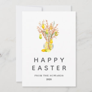 Cartes Pour Fêtes Annuelles Pâques Floral Élégant Moderne Photo Joyeuses Pâq