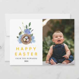 Cartes Pour Fêtes Annuelles Pâques Floral Élégant Moderne Photo Joyeuses Pâq
