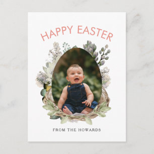 Cartes Pour Fêtes Annuelles Pâques Floral Moderne Élégant   Photo Joyeuses Pâq