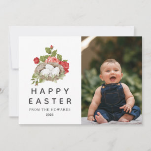 Cartes Pour Fêtes Annuelles Pâques Floral Moderne Élégant Photo Joyeuses Pâq