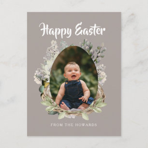 Cartes Pour Fêtes Annuelles Pâques Floral Moderne Élégant   Photo Joyeuses Pâq