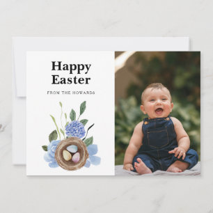 Cartes Pour Fêtes Annuelles Pâques Floral Moderne Élégant Photo Joyeuses Pâq