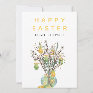 Cartes Pour Fêtes Annuelles Pâques Floral Moderne Élégant Photo Joyeuses Pâq