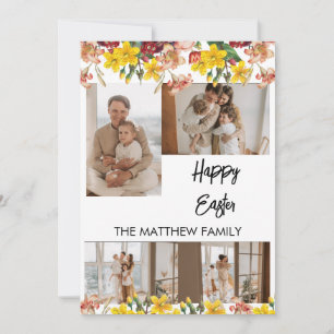Cartes Pour Fêtes Annuelles Pâques florale élégante, collage photo de famille
