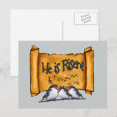 Cartes Pour Fêtes Annuelles Pâques : Il Est Ressuscité ! Old Scroll, chant Ois (Devant / Derrière)