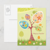 Cartes Pour Fêtes Annuelles Pâques joyeuses - Arbre Abstrait (Devant / Derrière)