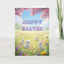 Pâques Lavande Mignon Lapin Blanc Floral Printemps