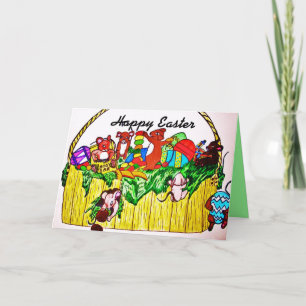 CARTES POUR FÊTES ANNUELLES PÂQUES, MICE STEAL CANDY