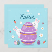 Cartes Pour Fêtes Annuelles Pâques mignonnes (Devant / Derrière)