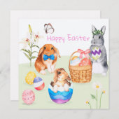 Cartes Pour Fêtes Annuelles Pâques mignonnes (Devant / Derrière)