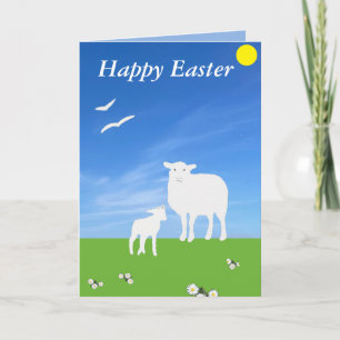 Cartes Pour Fêtes Annuelles Pâques mouton et agneau modifiables