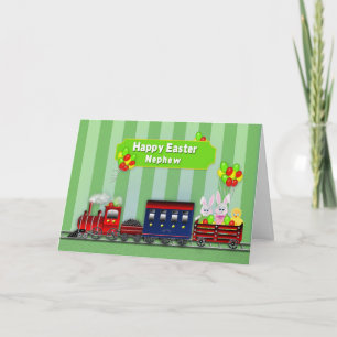 Cartes Pour Fêtes Annuelles Pâques - Nephew - Train/Bunnies/Ballons