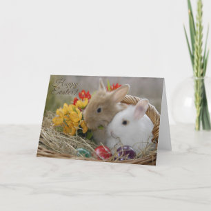 Cartes Pour Fêtes Annuelles Pâques - "Pâques Joyeuses" Bébés lapins