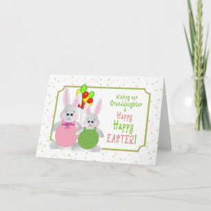 Cartes Pour Fêtes Annuelles Pâques - Petite-fille - Bunnies & Balloons