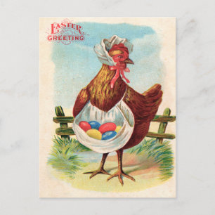Cartes Pour Fêtes Annuelles Pâques Poulet De La Ferme Cute Oeufs Antiques